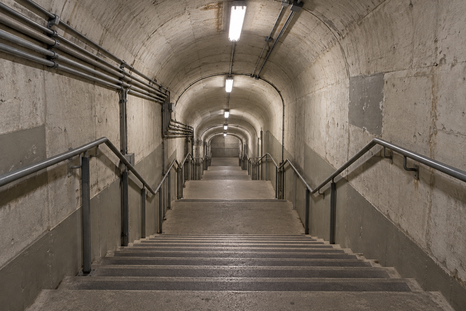 Treppenanlage zum tiefer gelegenen Führungsbunker